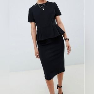 ASOS Ribbed Peplum Pencil Dress, Size 12